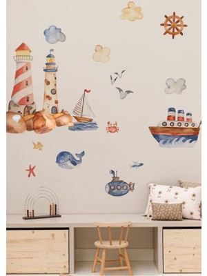 Wallhuman Deniz Ulaşımı Çocuk Odası Duvar Stickerı