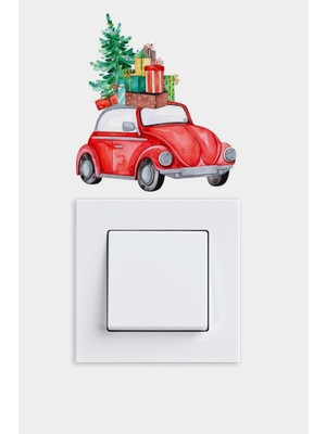 Wallhuman Priz- Noel Hediyeli Araba Çocuk Odası Priz Stickerı