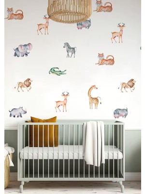Wallhuman Safari Animals Çocuk Odası Duvar Stickerı