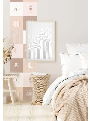 Wallhuman Bohem Kareler - Boho Şeridi Duvar Stickerı