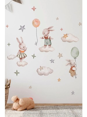 Wallhuman Hayal Alemi-Tavşanlar Çocuk Odası Duvar Stickerı