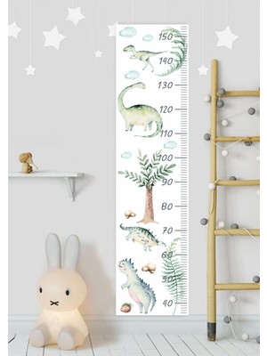 Wallhuman Dinozor Boy Ölçer Çocuk Odası Duvar Stickerı