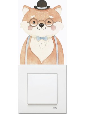 Wallhuman Priz- Papyonlu Tilki Çocuk Odası Stickerı
