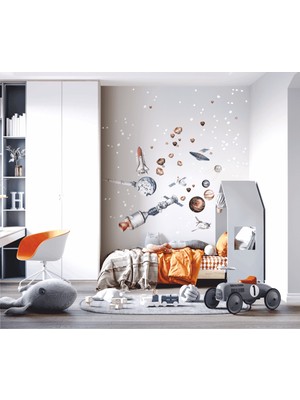 Wallhuman Uzay Aracı Çocuk Odası Duvar Stickerı