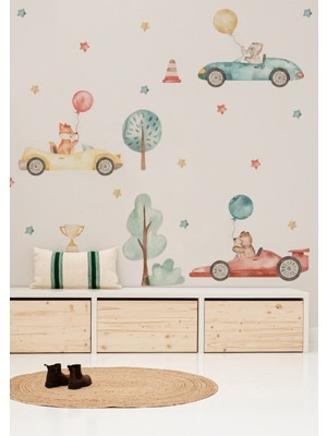 Wallhuman Racing Cars Çocuk Odası Duvar Stickerı