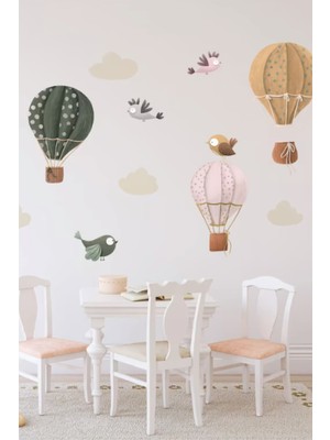 Wallhuman Retro Birds Çocuk Odası Duvar Stickerı