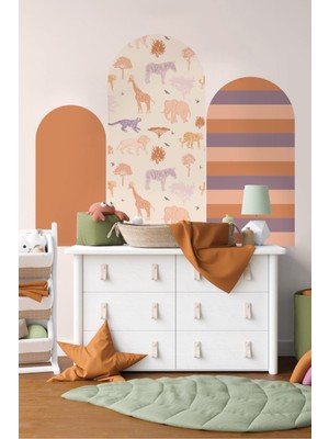 Wallhuman Safari Desen Duvar Sticker Seti