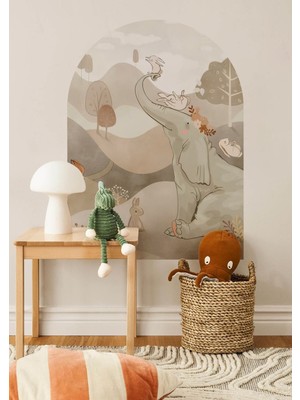 Wallhuman Boho-Filin Minik Arkadaşları Çocuk Odası Duvar Stickerı