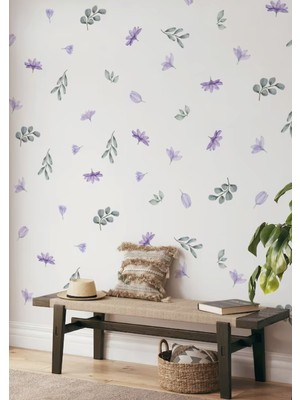 Wallhuman Pastel Mor Çiçekler Çocuk Odası Duvar Stickerı