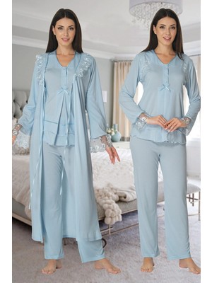 Larimar Effortt 2424 Uzun Dantel Sabahlıklı Lohusa Pijama