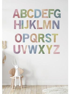 Wallhuman Suluboya Alfabeler Çocuk Odası Duvar Stickerı