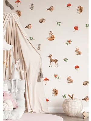 Wallhuman Mantar Ormanları Çocuk Odası Duvar Stickerı