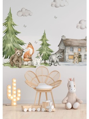 Wallhuman Orman Hayatı Çocuk Odası Duvar Stickeri
