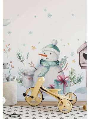 Wallhuman Yılbaşı-Kardan Adam Çocuk Bebek Odası Sticker Set