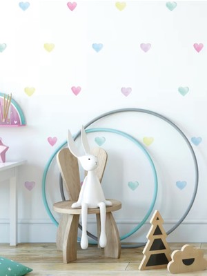 Wallhuman Soft Renkli Macaron Kalpler Çocuk Odası Duvar Stickerı