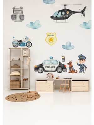 Wallhuman Police Ekibi Çocuk Odası Duvar Stickerı