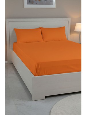 Favora %100 Pamuk Ranforce Premium Çift Kişilik Çarşaf Seti - Turuncu