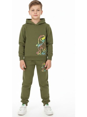 Crassi Erkek Çocuk Eşofman Takım Dinozor Baskılı Şardonlu Kışlık