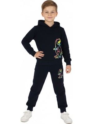 Crassi Erkek Çocuk Eşofman Takım Dinozor Baskılı Şardonlu Kışlık