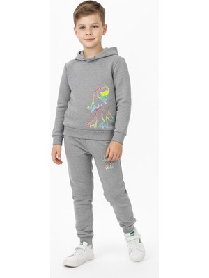Crassi Erkek Çocuk Eşofman Takım Dinozor Baskılı Şardonlu Kışlık