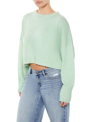 F21 Düşük Omuzlu Crop Kazak