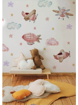 Wallhuman Pembe Yolculuk Çocuk Odası Duvar Stickerı