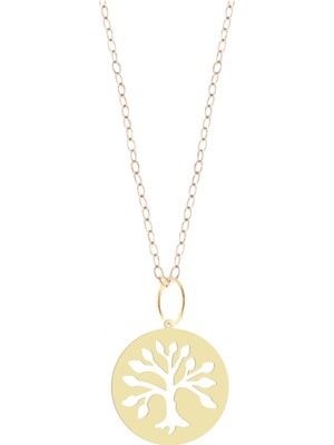 Archin 14 Ayar Altın Plakalı Görkemli Ağaç Figürlü Özel Günler Için Hediyelik Altın KOLYE-802