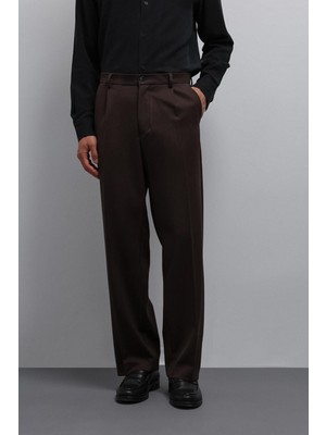 Antioch Koyu Kahve Relax Fit Baggy Pilili Erkek Pantolon