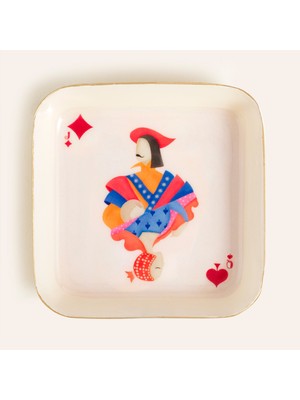 Zsa Zsa Zsu Nanpur Demir Dekoratif Tepsi 9X9X2 cm Beyaz