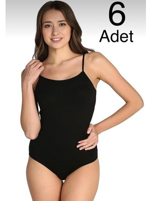 Mc Morcity Tutku Kadın 6"lı Ip Askılı Pamuklu Likralı Kancalı Body Zıbın 0148