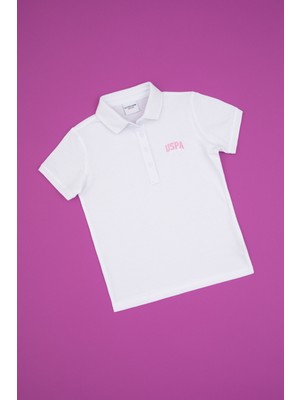 U.S. Polo Assn. Kız Çocuk Beyaz Polo Yaka Tişört 50325173-VR013