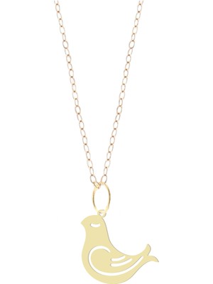 Archin Altın Plakalı 14 Ayar Zarif Kuş Motifli Yıl Dönümü Hediyesine Özel Altın KOLYE-835