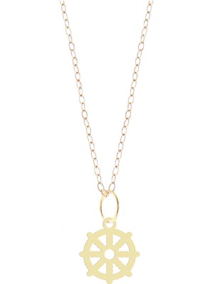 Archin 14 Ayar Altın Plakalı Gemi Dümeni Figürlü Özel Günler Için Hediyelik Altın KOLYE-850