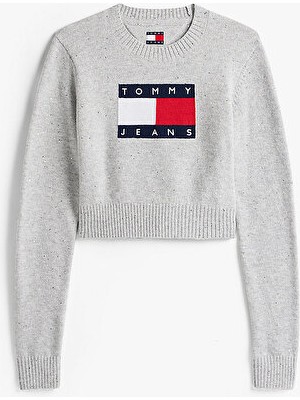 Tommy Hilfiger Kadın Gri Triko Kazak