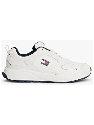 Tommy Hilfiger Erkek Beyaz Sneaker Düz Tabanlı Şık Tasarım ile Rahat Kullanım