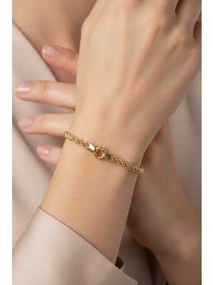 Zümrüt Sarraf Ters Örgü Halat Bileklik 14 Ayar Altın