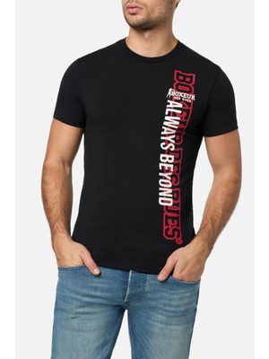 Boxeur Des Rues Round Neck Black T-Shirt With Graphic Black-Red