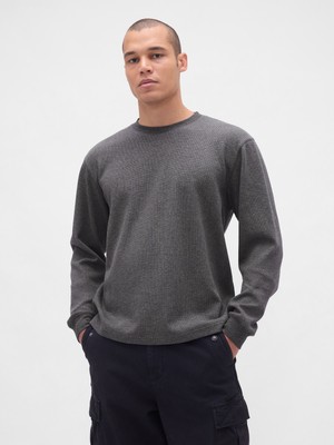 Gap Erkek Koyu Gri Waffle Crew T-Shirt