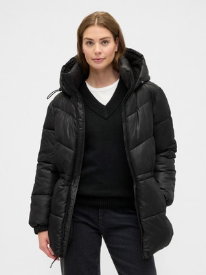 Gap Kadın Siyah Coldcontrol Max Relaxed Midi Puffer Şişme Mont