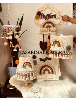 Tasarımakromem35 Makrome Cocukodası Set Kapı Süsü-Kırlent Kılıfı-Avize-Abajur-Dönence