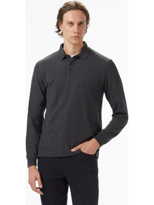 Nautica Erkek Gri Classic Fit Uzun Kollu Polo Yaka T-Shirt K57351T.00E