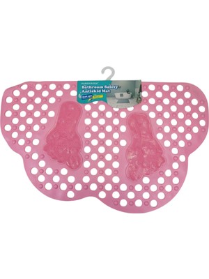 Renkliürün Ayak Temizleme Matı Kabartma Silikon Kaydırmaz Taban Duşakabin ve Banyo Matı (Pembe)