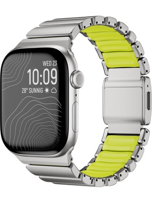 AktarMobile Apple Watch 10 / 11 46 mm Uyumlu Titanyum Kordon Silikon Iç Yüzey Hafif Premium Kayış