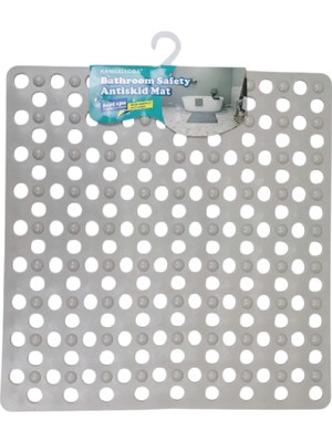 Renkliürün Kare Ayak Temizleme Matı Kabartma Silikon Kaydırmaz Taban Duşakabin ve Banyo Matı (BEJ)(50X50)