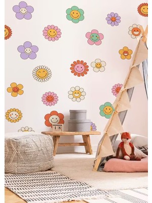 Wallhuman Retro Smile Çocuk Odası, Kreş, Anaokulu Duvar Stickerı