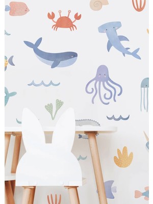Wallhuman Okyanus Canlıları Çocuk Odası Duvar Stickerı