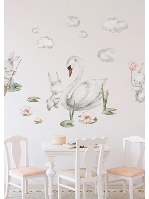 Wallhuman Kuğu ve Arkadaşları Çocuk Odası Duvar Stickerı