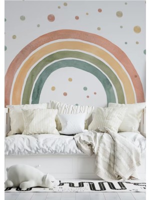 Wallhuman Retro Gökkuşağı Çocuk Odası Duvar Stickerı