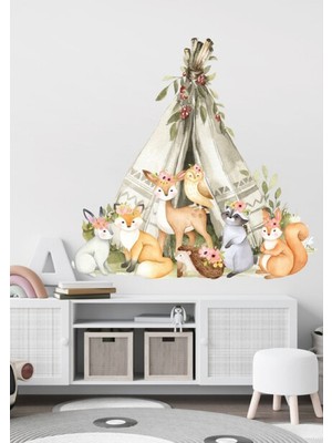 Wallhuman Woodland Çadırı Çocuk Odası Duvar Stickerı