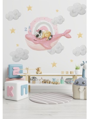 Wallhuman Pembe Hayaller Çocuk Odası Duvar Stickerı
